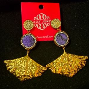 Sassy Jones Tizani Flame Earrings - Purple, NWT